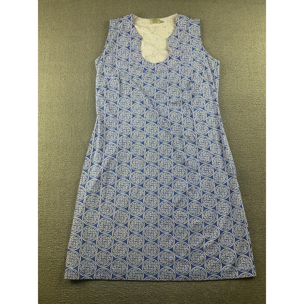 Katherine Way Dress Women M Blue Classic Shift Sleeveless USA Made Resort Travel